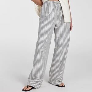Dissh EZRA WHITE BLACK STRIPE DRAWSTRING PANTS SZ US 10